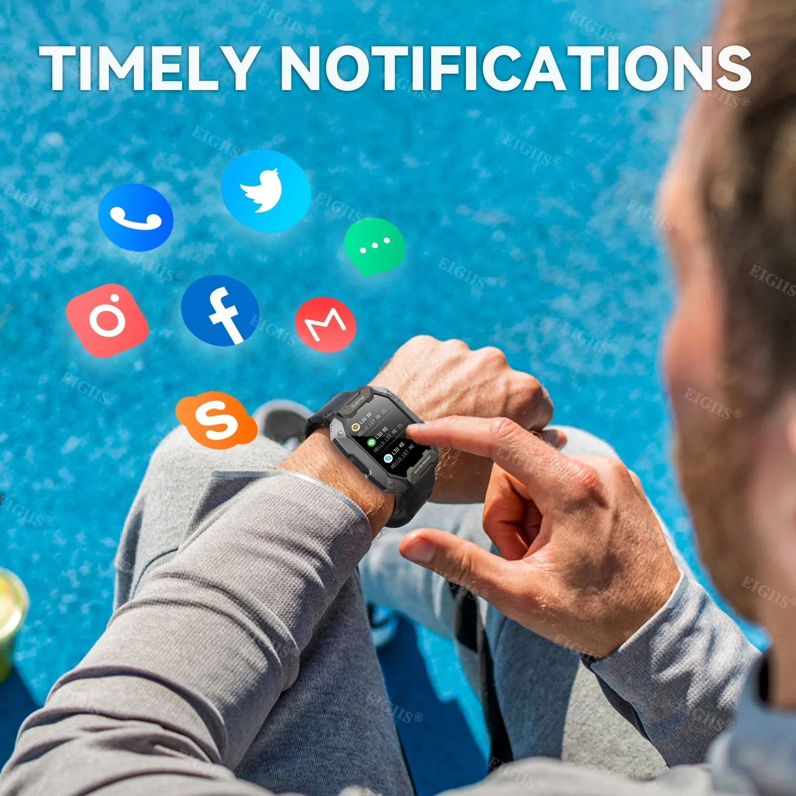 NEKTOM Waterproof Smartwatch Blood Pressure Swiming Watches C20
