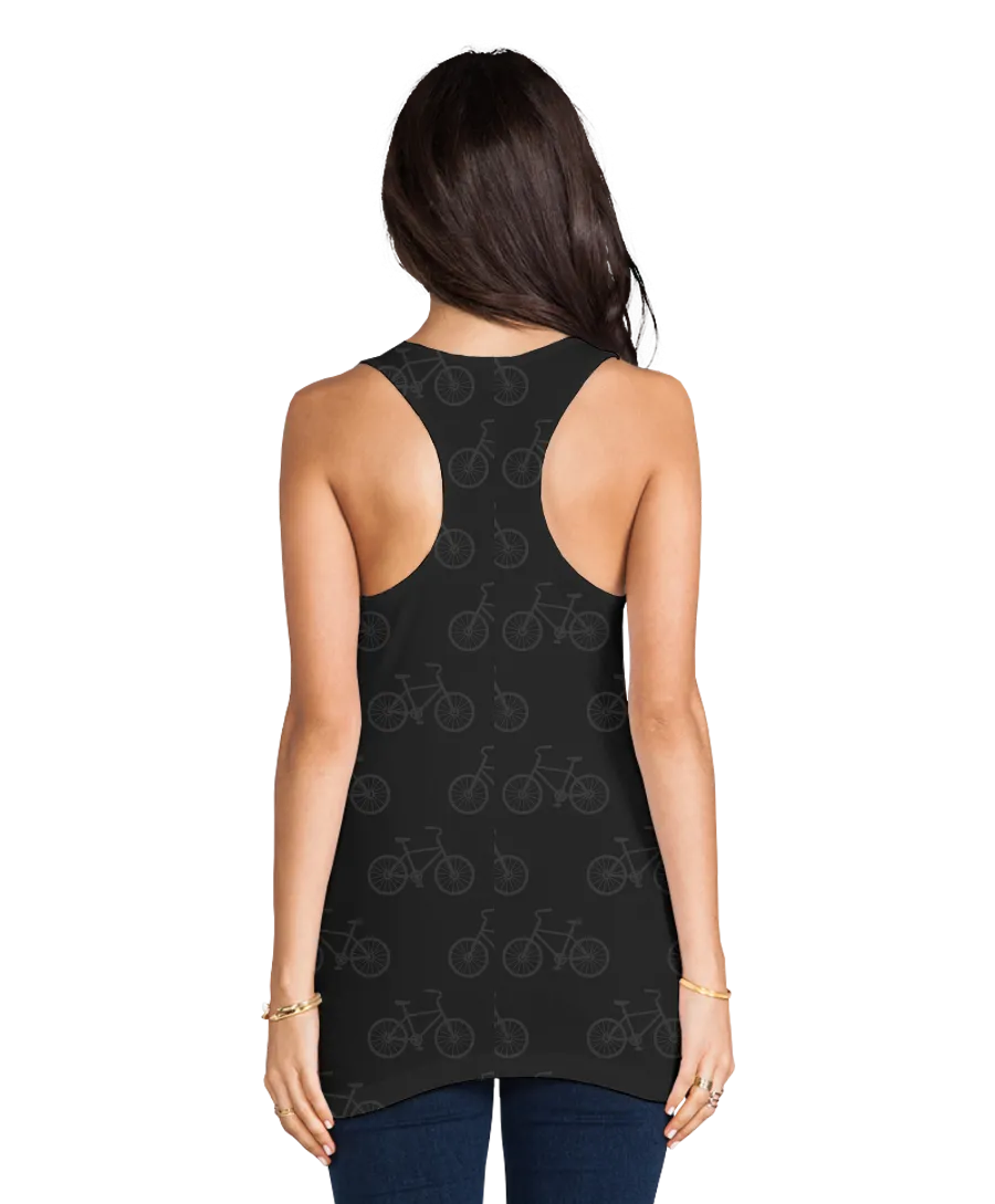 Never Underestimate The Power Of A Woman On A Bicycle Racerback Tank Top