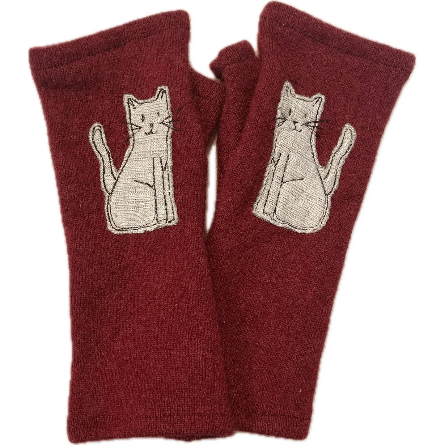 NEW! Cashmere Fingerless Gloves with Cat by Sardine Clothing Co.