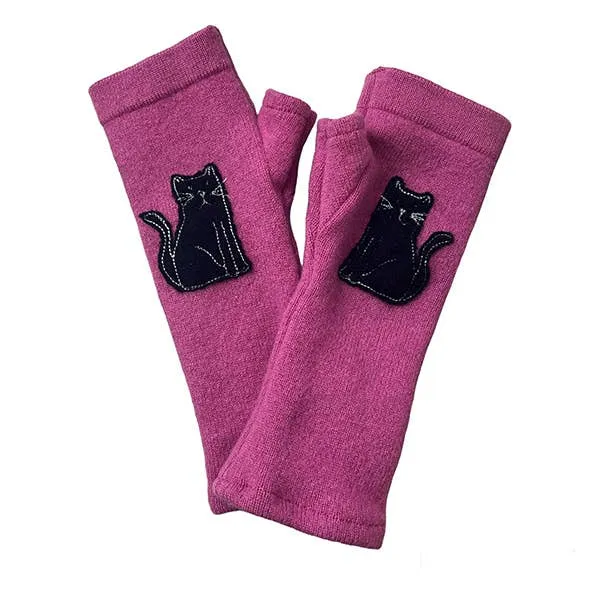 NEW! Cashmere Fingerless Gloves with Cat by Sardine Clothing Co.
