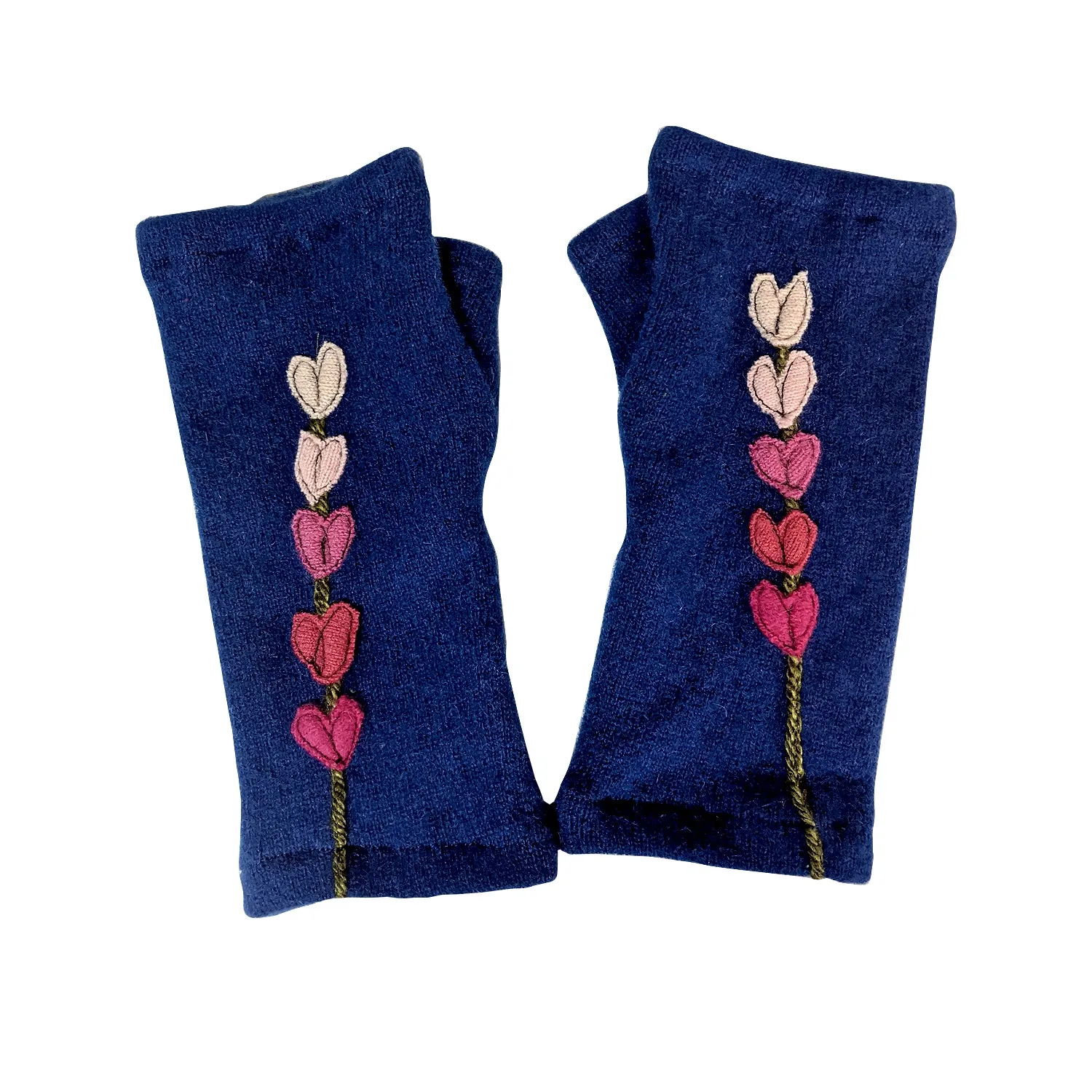 NEW! Cashmere Fingerless Gloves with Lupine by Sardine