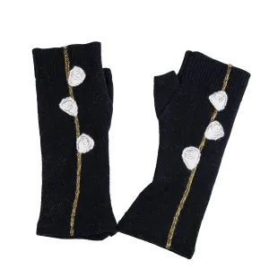 NEW! Cashmere Fingerless Gloves with Rosebuds by Sardine