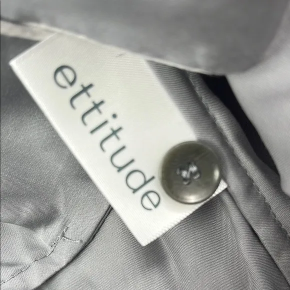 NEW Ettitude S Fog Gray Pajama Short Sleeve Shirt Top with White Trim