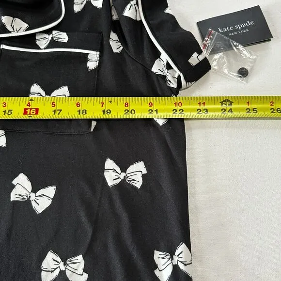 NEW Kate Spade NY Pajama Top Jersey Bow Black White Shirt Sleeve Loungewear sz L