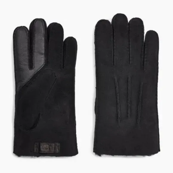 New Nordstrom Authentic Genuine UGG Shearling Tech Gloves, allows you to use your touchscreen on devices while wearing, Mens size M, Black - Retails $195 