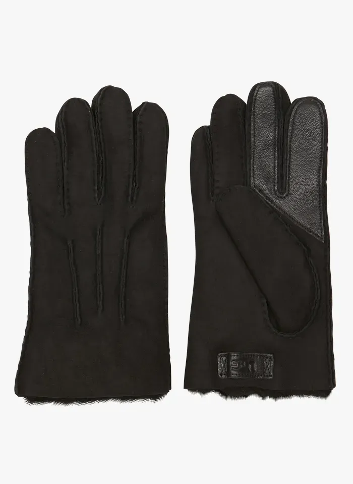 New Nordstrom Authentic Genuine UGG Shearling Tech Gloves, allows you to use your touchscreen on devices while wearing, Mens size M, Black - Retails $195 