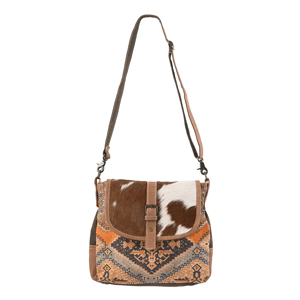 OHLAY MESSENGER Upcycled Canvas  Genuine Leather women bag western handbag purse