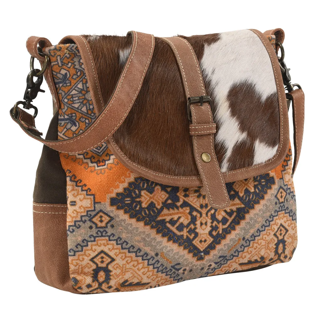 OHLAY MESSENGER Upcycled Canvas  Genuine Leather women bag western handbag purse