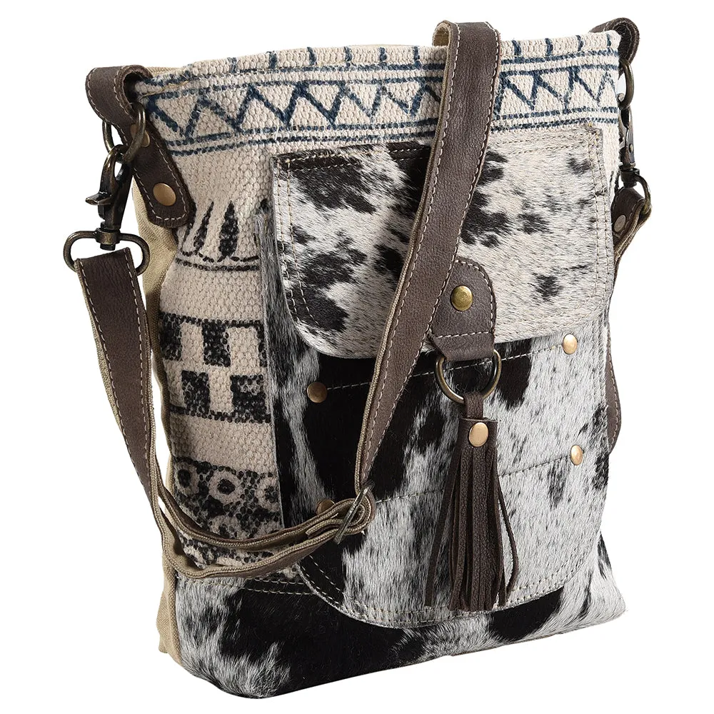 OHLAY MESSENGER Upcycled Wool Upcycled Canvas Hair-on Genuine Leather women bag western handbag purse