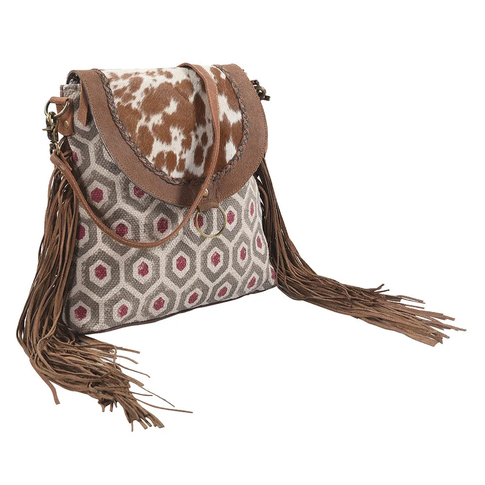 OHLAY MESSENGER Upcycled Wool Upcycled Canvas Hair-on Genuine Leather women bag western handbag purse