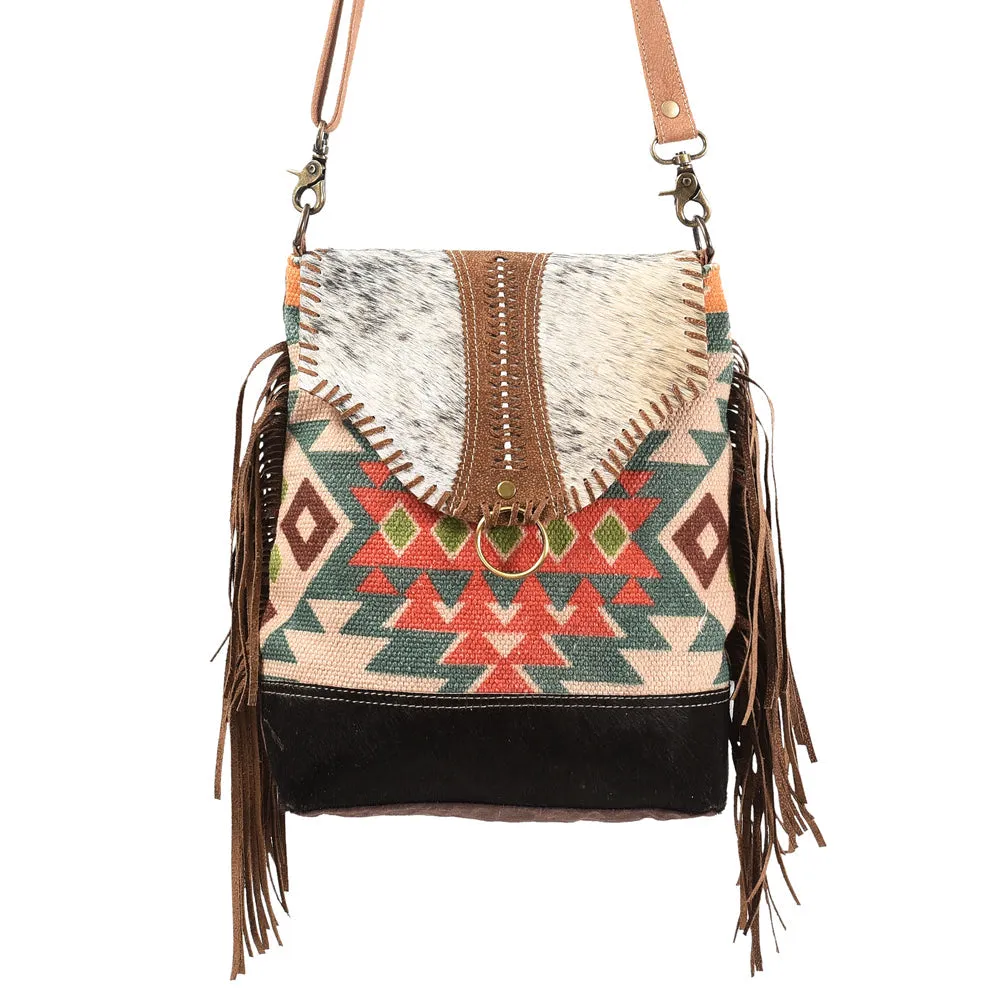 OHLAY MESSENGER Upcycled Wool Upcycled Canvas Hair-on Genuine Leather women bag western handbag purse