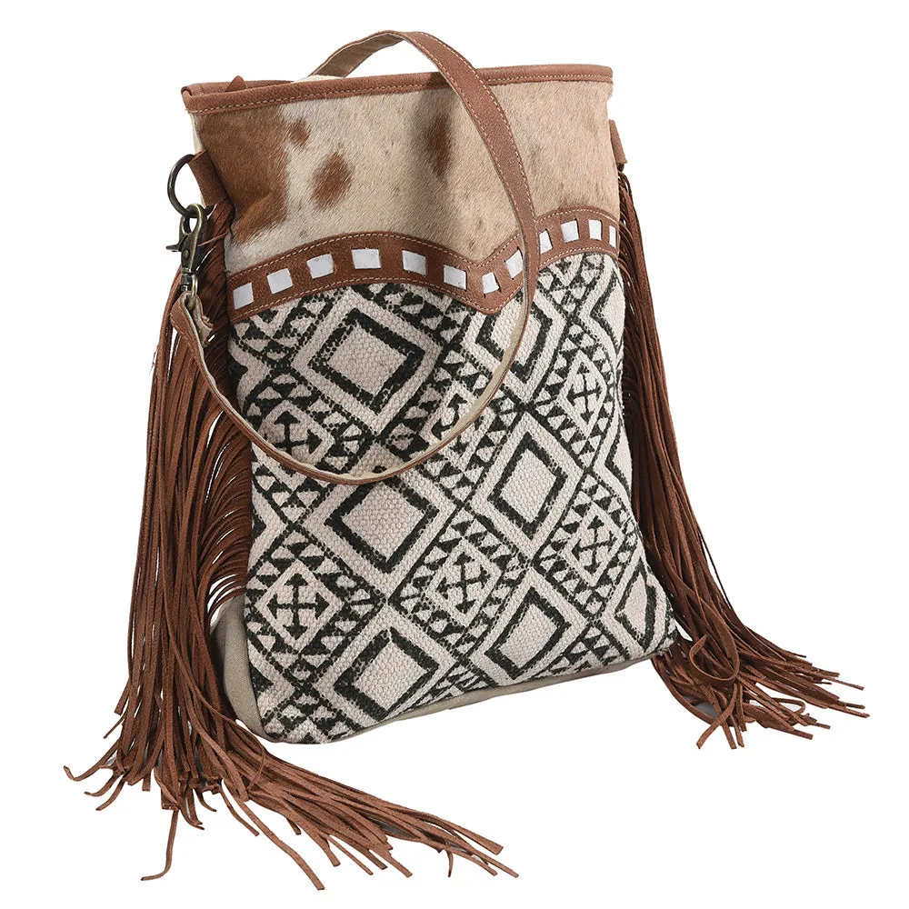 OHLAY MESSENGER Upcycled Wool Upcycled Canvas Hair-on Genuine Leather women bag western handbag purse