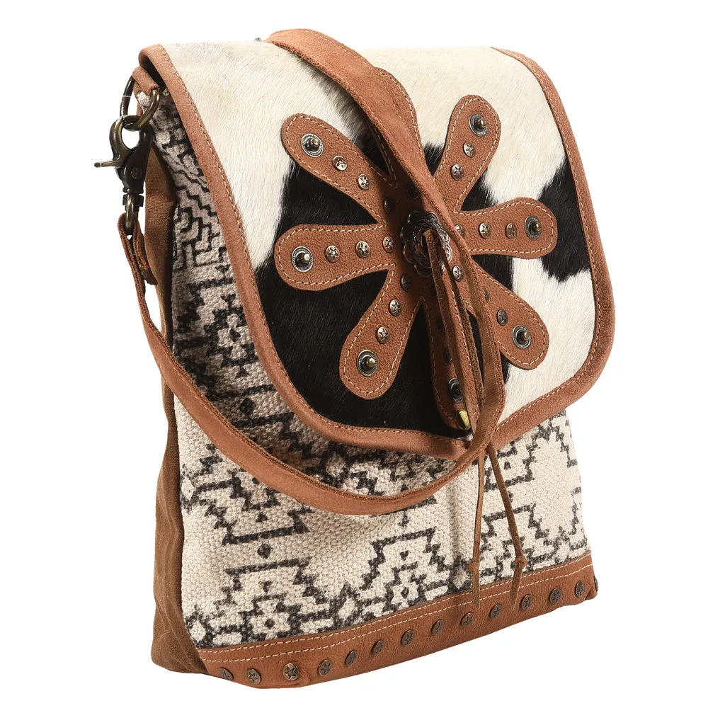 OHLAY MESSENGER Upcycled Wool Upcycled Canvas Hair-on Genuine Leather women bag western handbag purse