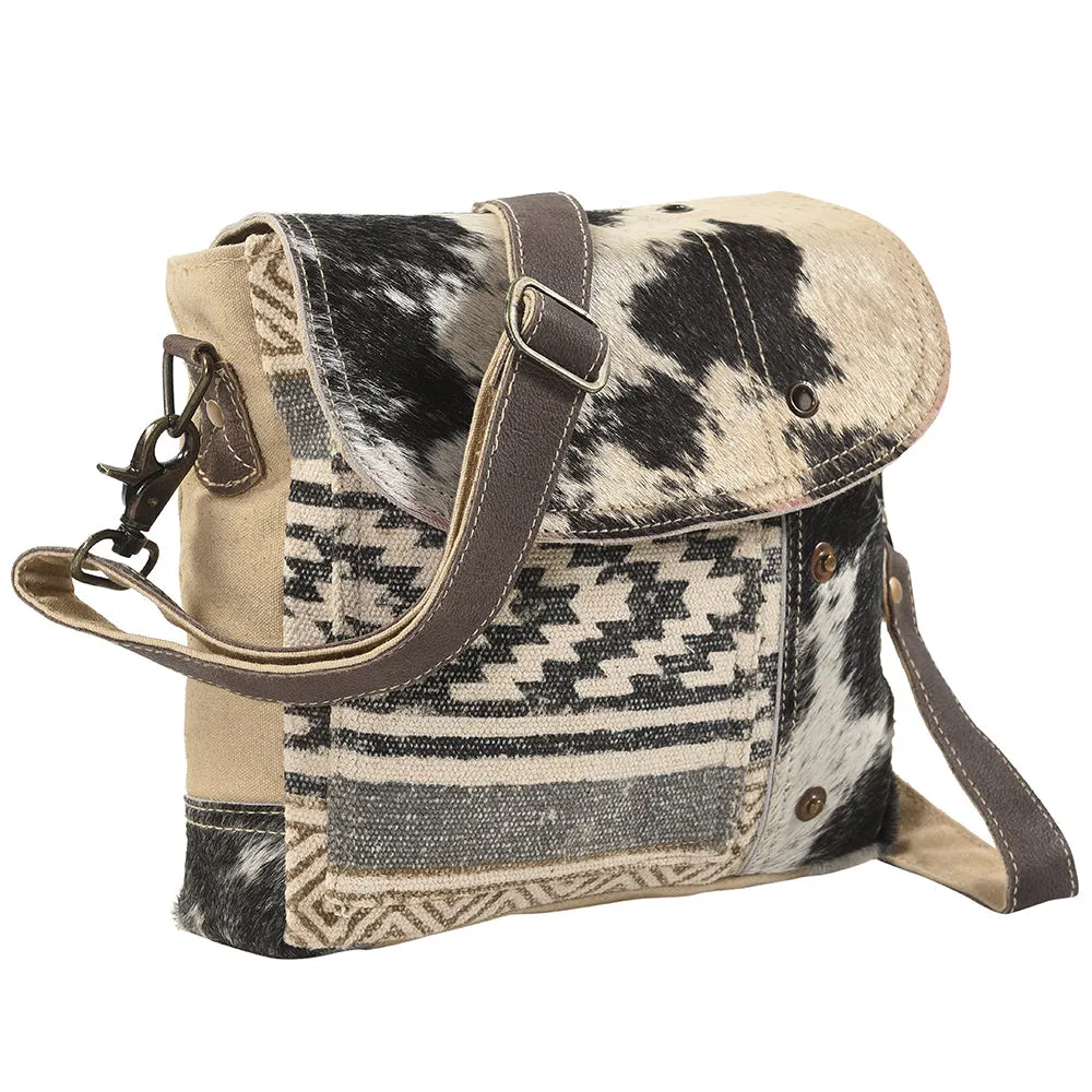OHLAY MESSENGER Upcycled Wool Upcycled Canvas Hair-on Genuine Leather women bag western handbag purse