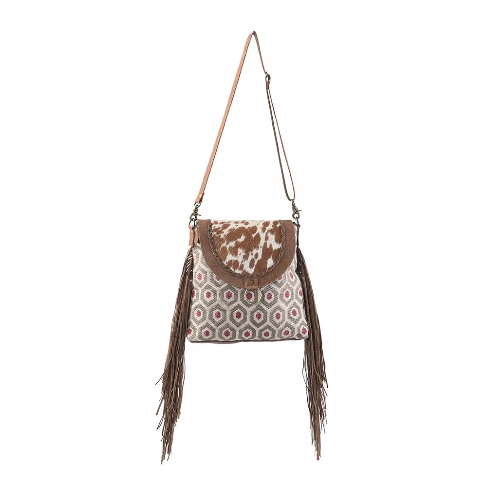 OHLAY MESSENGER Upcycled Wool Upcycled Canvas Hair-on Genuine Leather women bag western handbag purse