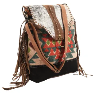OHLAY MESSENGER Upcycled Wool Upcycled Canvas Hair-on Genuine Leather women bag western handbag purse
