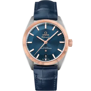 Omega Constellation Globemaster 39 mm, steel - Sedna™ gold on leather strap