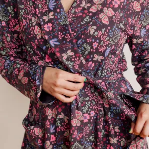 Organic Cotton Women’s Lounge Robe in Flower Child