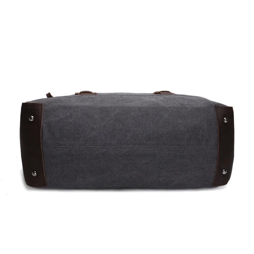Oversized Canvas Leather Trim Travel Tote Duffel shoulder handbag Weekend Bag AF11