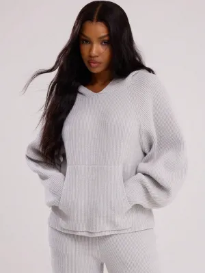 Oversized Hooded Boxy Knit Sweater - Cozy & Stylish