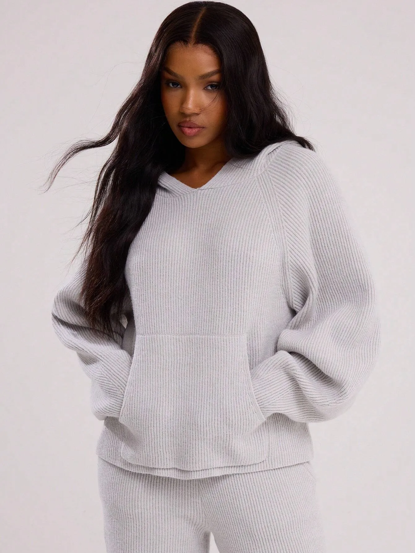 Oversized Hooded Boxy Knit Sweater - Cozy & Stylish