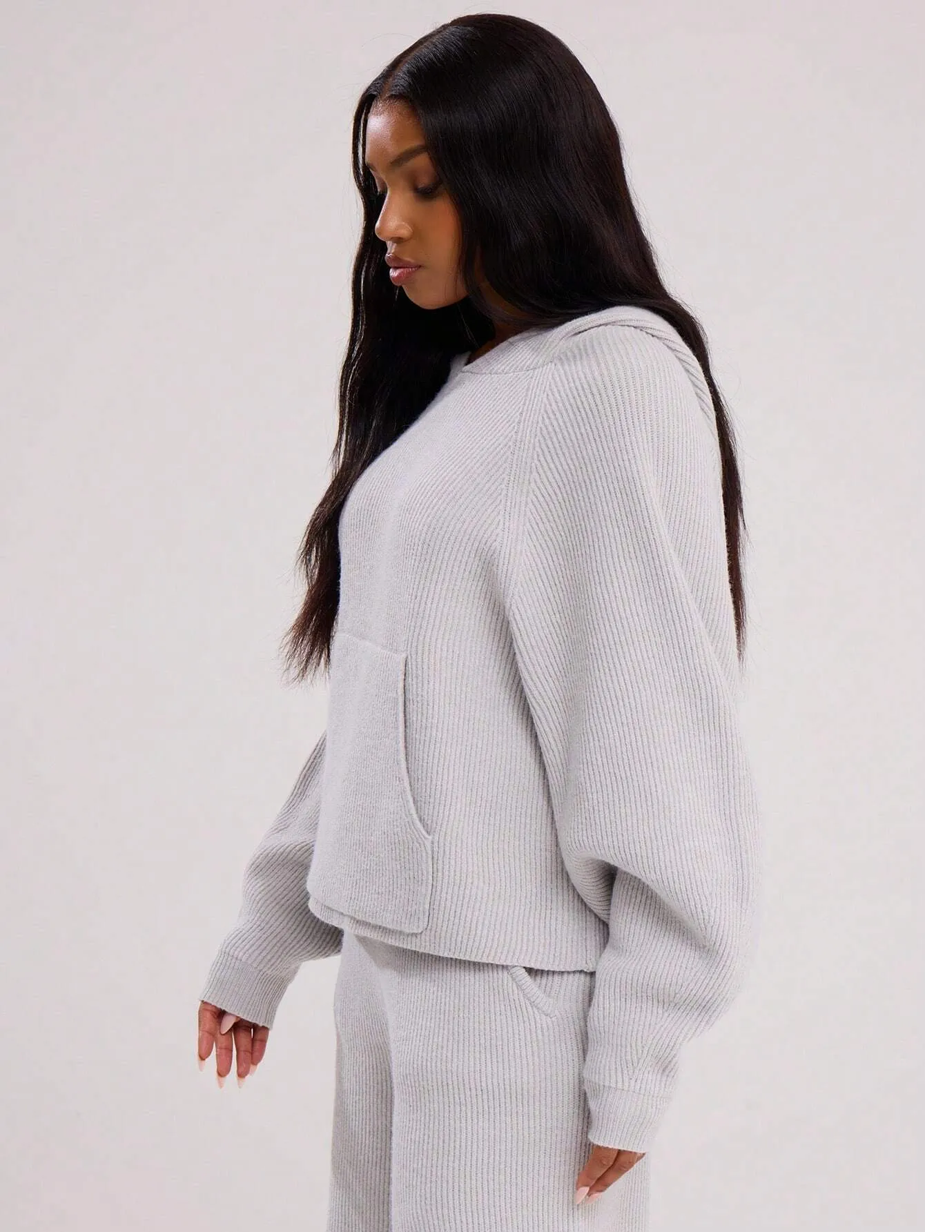 Oversized Hooded Boxy Knit Sweater - Cozy & Stylish