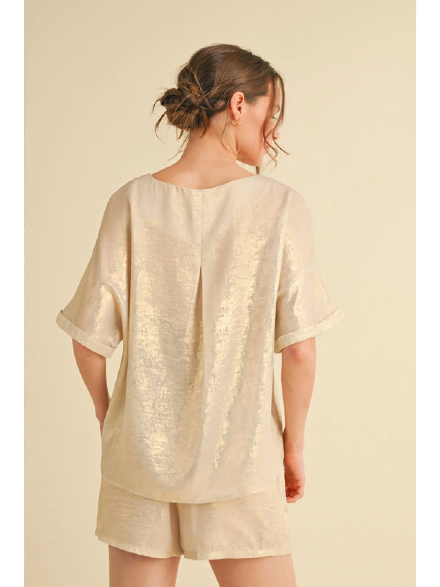 Pearl Metallic Loungwear Shorts Set
