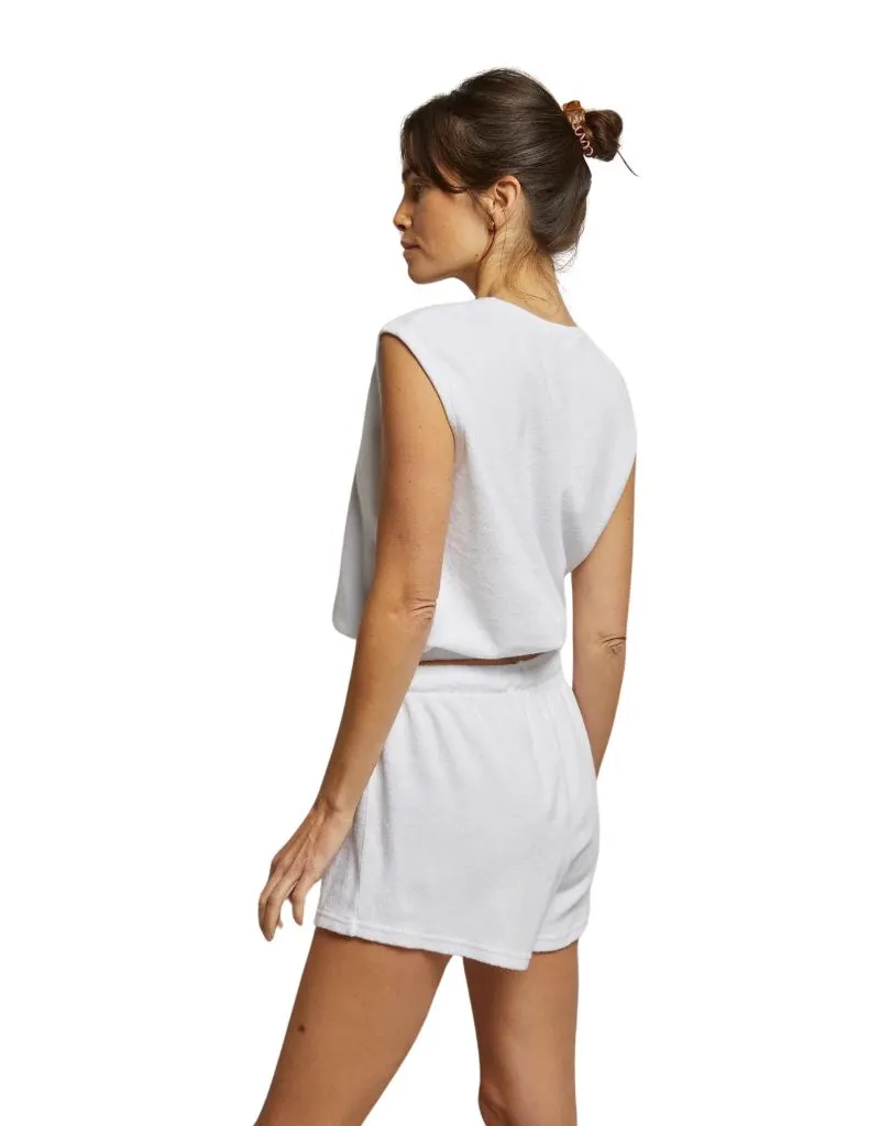 Perfect White Tee Summer Loop Terry Sweatshorts in White