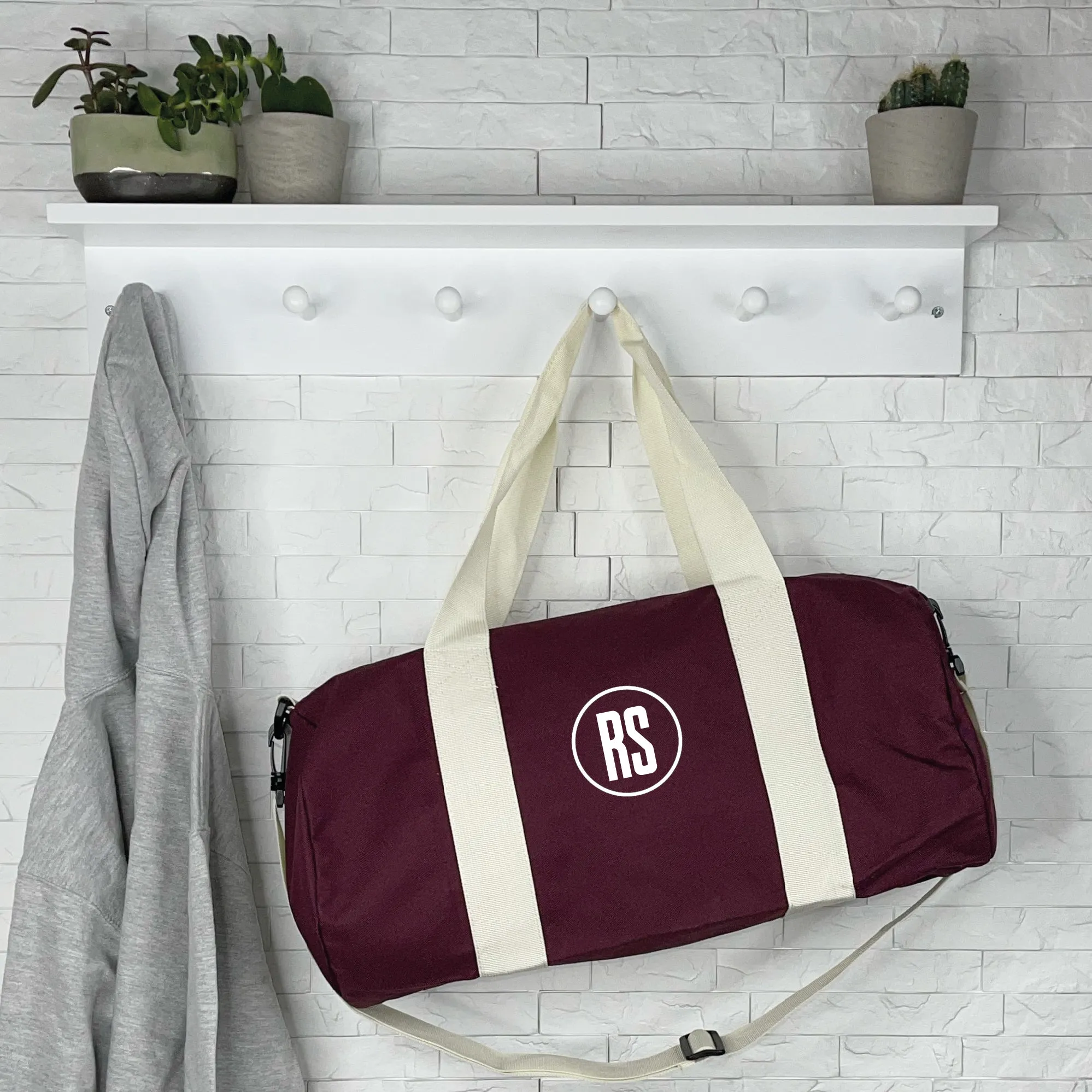 Personalised Holdall With Initials In Circle