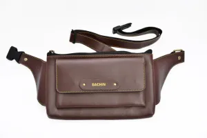 Personalized Vegan Leather Cross Bag - Brown