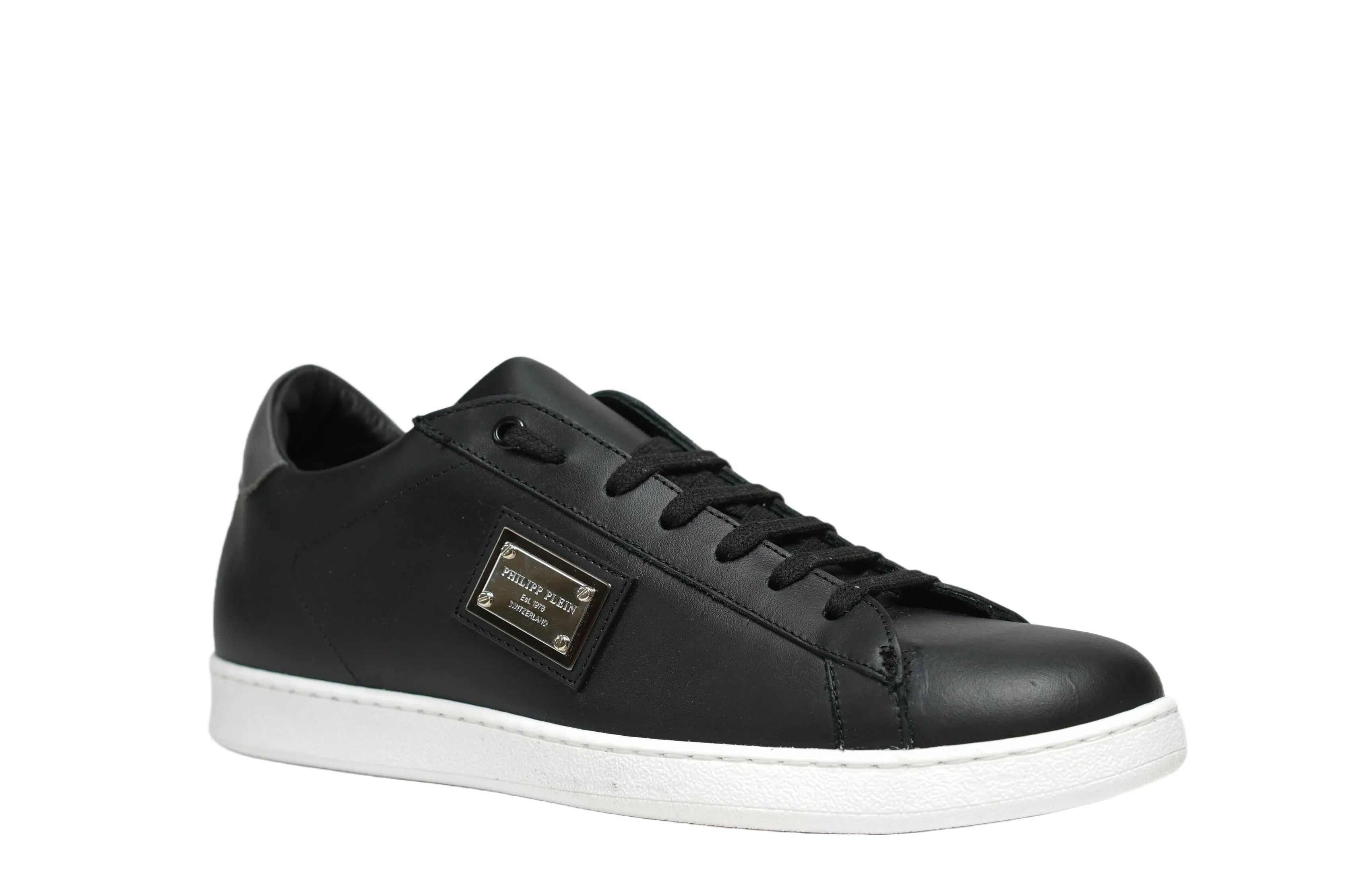 Philipp Plein Men’s Black Leather Sneakers Malibu PAAS