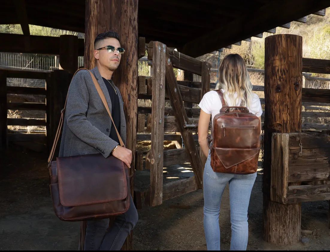 Pine Buffalo Leather Messenger Bag for Men