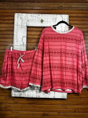 Pink Loungewear Shorts Set