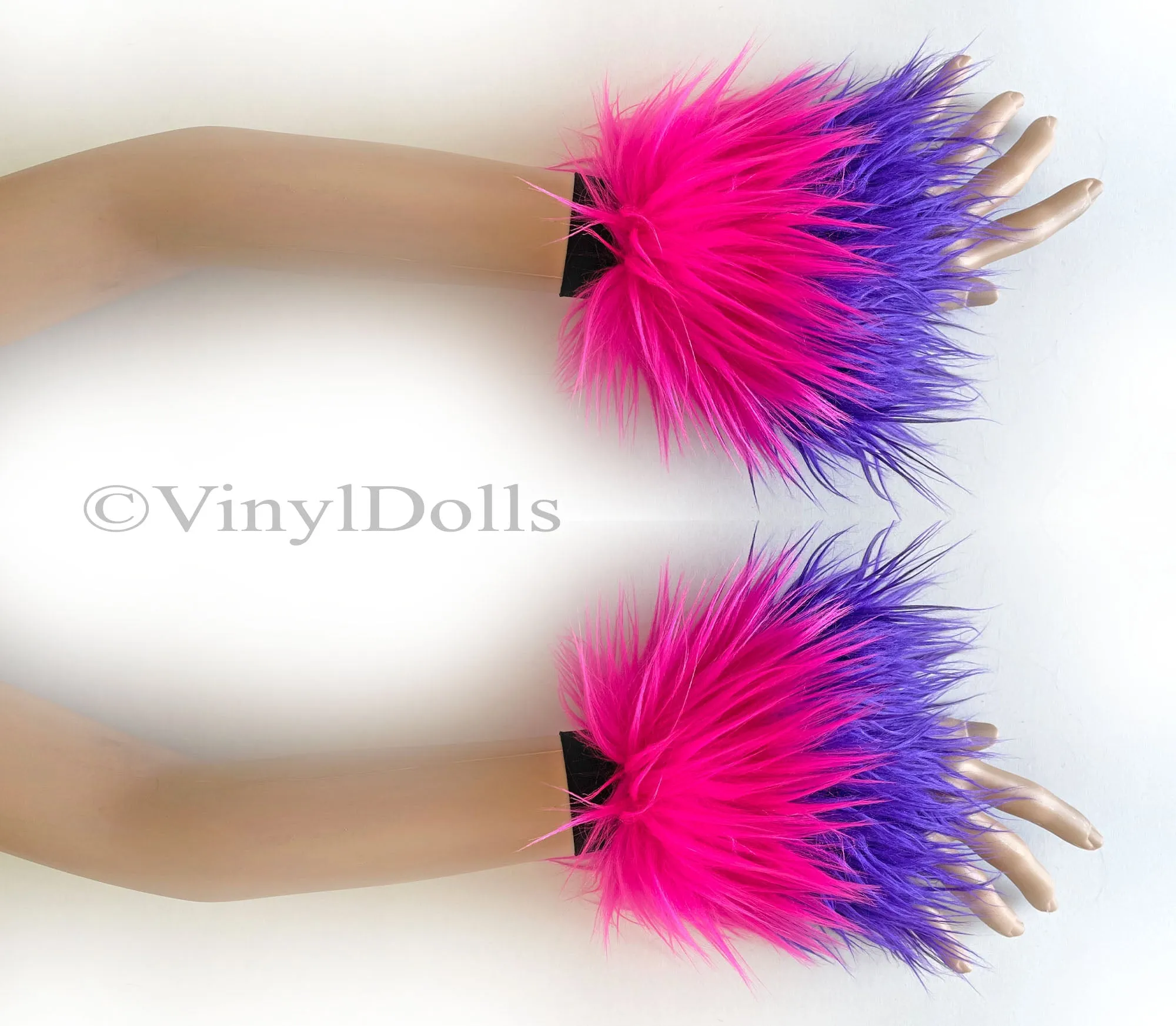 Pink Purple Furry Wrist Cuffs
