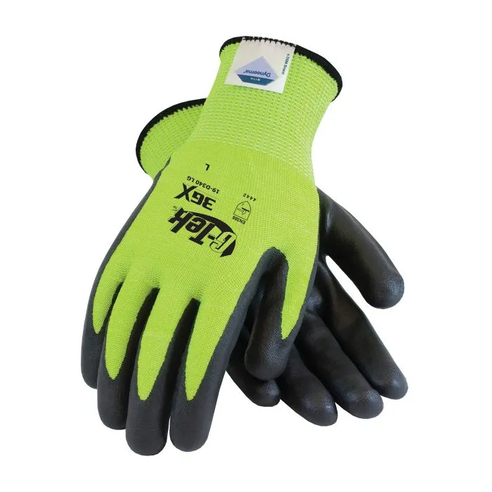 PIP G-Tek 3GX 19-D470LG Seamless Knit Dyneema Diamond Glove with Nitrile Coating, Hi Vis Yellow, Pair of 12