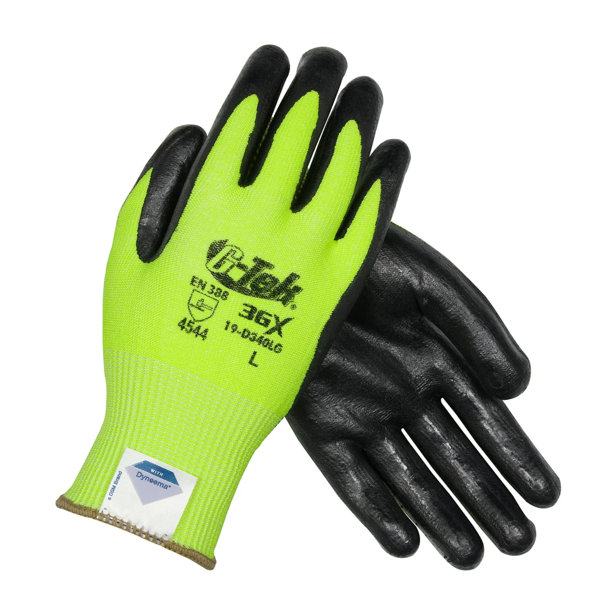 PIP G-Tek 3GX 19-D470LG Seamless Knit Dyneema Diamond Glove with Nitrile Coating, Hi Vis Yellow, Pair of 12