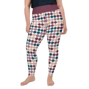 Plus Size Leggings, Dot Matrix Burgundy