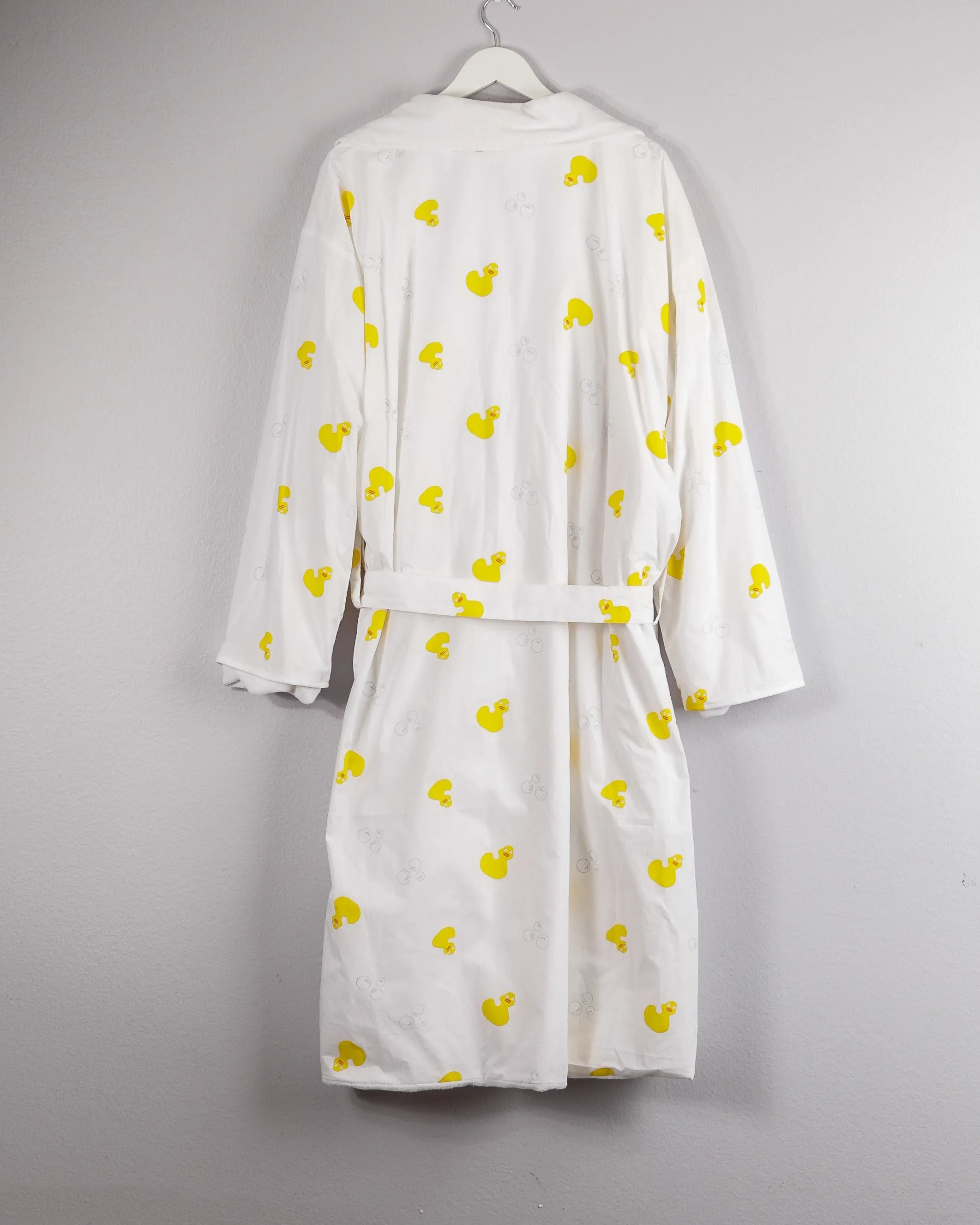 Plush Cotton Robe In Yellow Duck Print