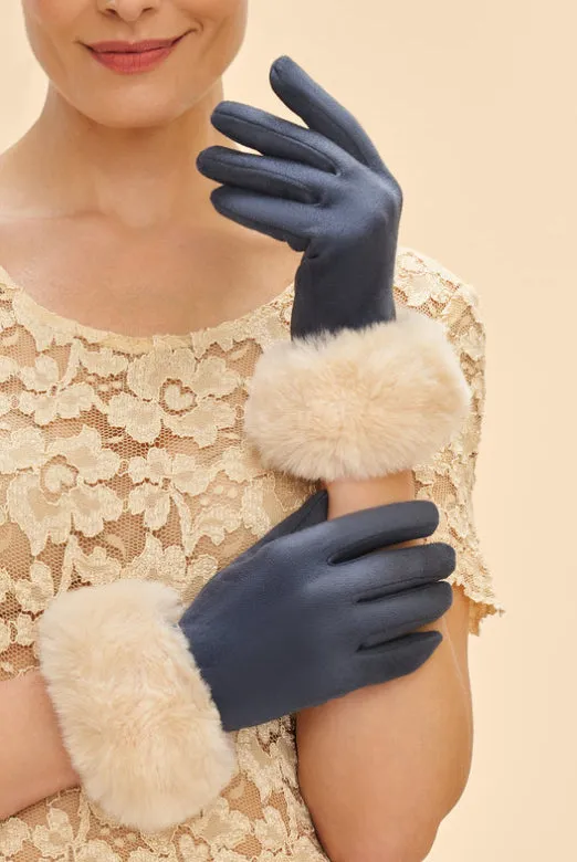 Powder Bettina Gloves - Navy & Cream