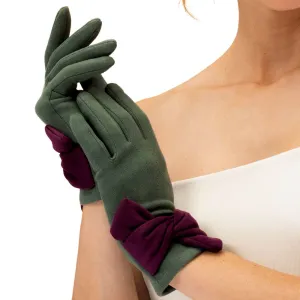 Powder Henrietta Faux Suede Gloves - Fern/Damson