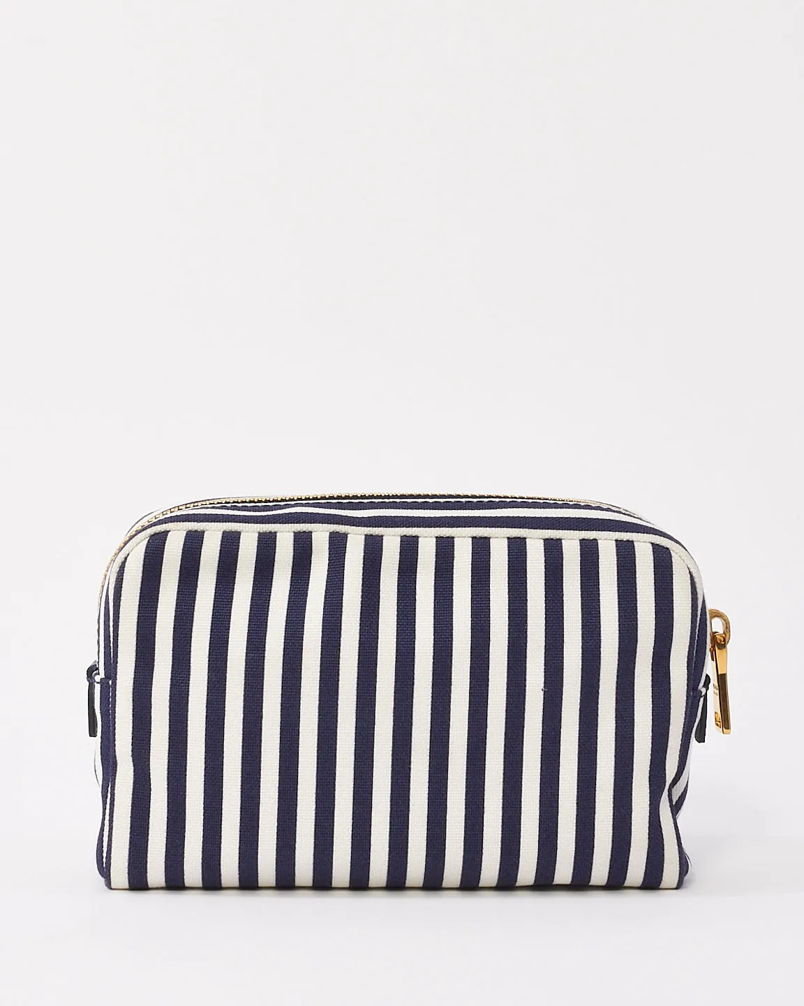 Prada Navy Blue & White Small Canvas Zip Pouch
