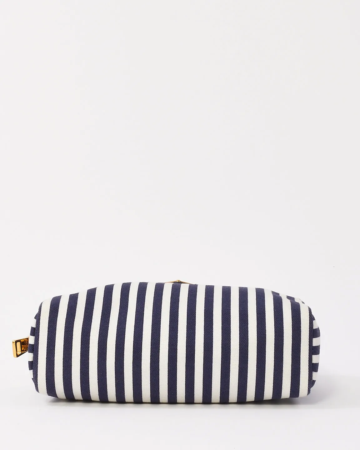 Prada Navy Blue & White Small Canvas Zip Pouch