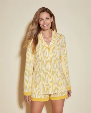 Printed Long Sleeve Top & Boxer Pajama Set
