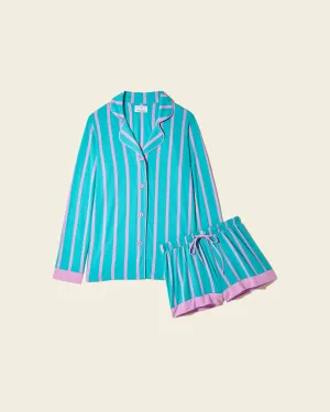 Printed Long Sleeve Top & Boxer Pajama Set