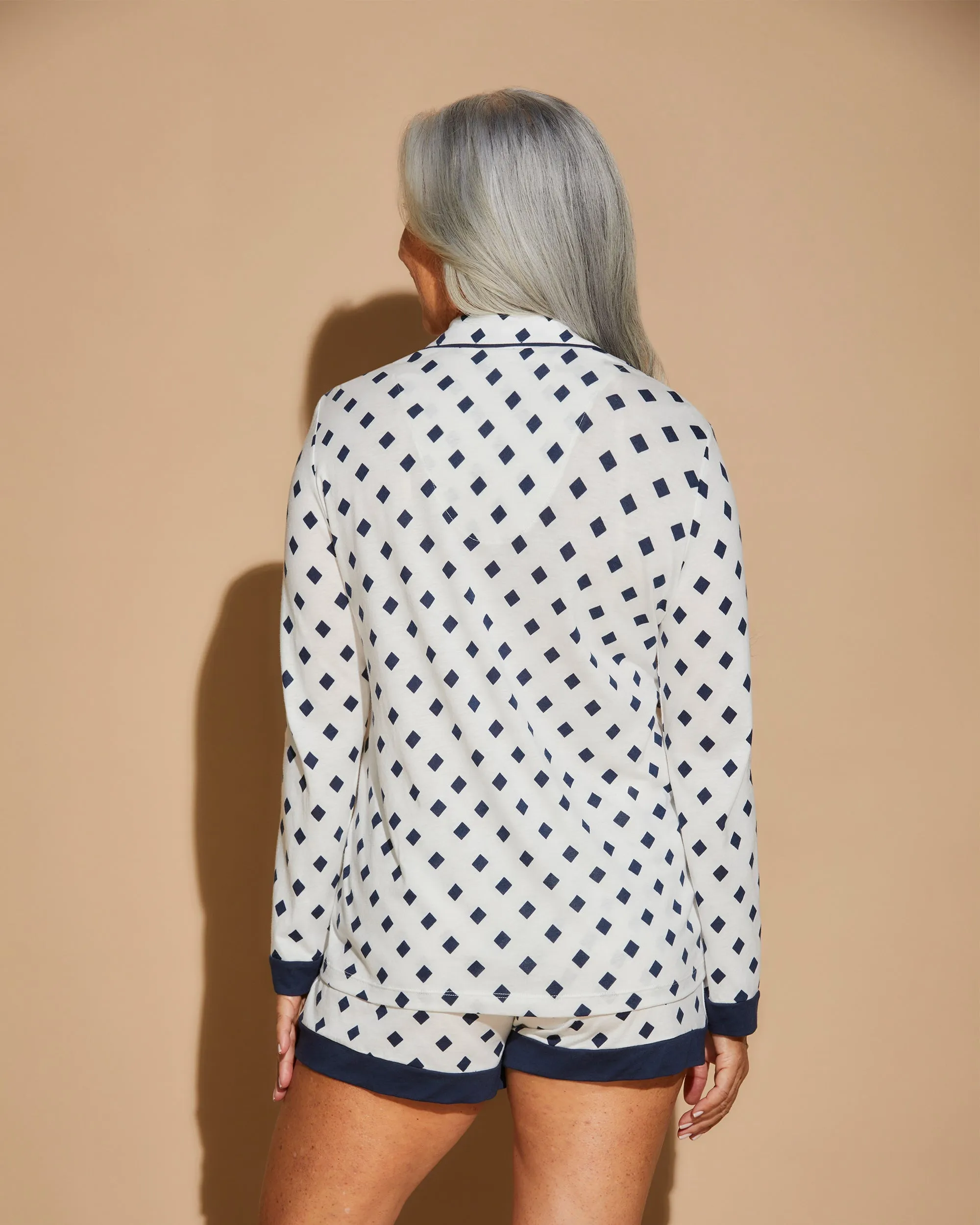Printed Long Sleeve Top & Boxer Pajama Set