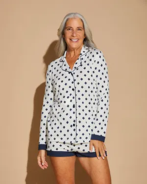 Printed Long Sleeve Top & Boxer Pajama Set