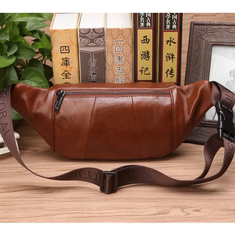 Products Men Genuine Leather Waist Chest Bags