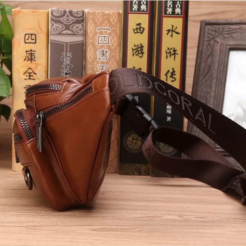 Products Men Genuine Leather Waist Chest Bags