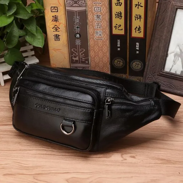Products Men Genuine Leather Waist Chest Bags