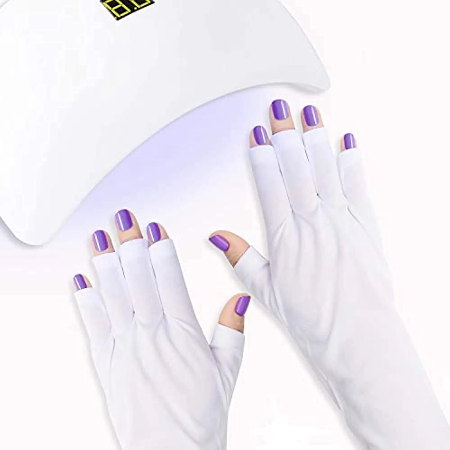 Professional Nail Drill Machine for Acrylic Nails, Gel Nails, 20000RPM Electric Nail File Kit, 1 Pairs Anti UV Glove UV Shield Glove, Anti-UV Fingerless Protect Hands, White